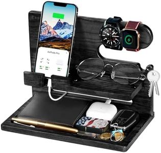 ZAPUVO Gifts for Dad Husband Men Fathers Day Birthday Ideas from Daughter Son Wife, Wood Phone Docking Station Nightstand Organizer, Unique Anniversary Graduation Him Boyfriend Gifts from Girlfriend