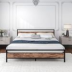 BOFENG King Size Bed Frame with Wood Headboard and Footboard,Heavy Duty Platform Bed Frame King Size with Storage No Box Spring Needed,Mattress Foundation,Non-Slip Without Noise