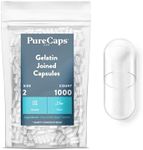 PureCaps USA - Empty Gelatin Capsules Size 2, 1,000 Empty Joined Gel Pills, Clear, Non-GMO Certified, Kosher, Gluten Free and Halal Certified, Pure Beef Gel Pill Capsules Empty