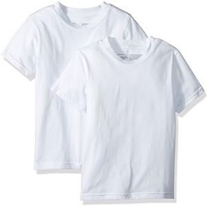 Calvin Klein Boys 2 Pack Crewneck T-Shirt Undershirts, Classic White/Classic White, X-Small