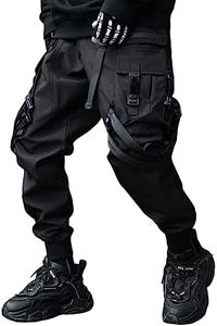 XYXIONGMAO Pantaloni da uomo Techwear Giapponese Streetwear Goth Nero Cargo Pantaloni Uomo Jogger Moda Tripp Pantaloni, nero, L