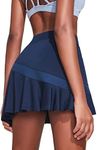 Ekouaer Athletic Skorts for Women Workout Running Golf Tennis Skirt with Pockets Sexy Golf Outfit Navy Blue