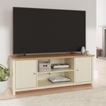 GFW Large Lancaster Cabinet Storage Shelves & Cupboard. Cream Living Room Top. Wood Media Stands Oak Sideboard TV Unit with Rear Cable Entry, 130 x 49.5 x 39.5 cm