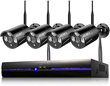 REIGY 3MP Kit Camara de Vigilancia WiFi Externo con Grabar Audio, Videovigilancia IP 8CH NVR + 4X 1296P Cámara,Sistema Seguridad CCTV Night Vision Impermeable Movimiento Alerta Sin HDD