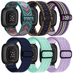 Yibcaiic Elastic Bands Compatible with Fitbit Versa 4 Bands Women - Sense 2 Band Men - Versa 3 Bands Women- Sense Band Men, Adjustable Stretchy Straps Replacement for Fitbit Sense & Fitbit Versa 3 &