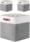 Mangata 25|28|30|33cm Fabric Storage Boxes Cubes, 3 Pack(33x33x33cm, Grey White)