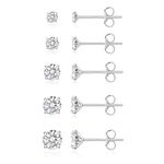 PRETOLE Sterling Silver Stud Earrings, Sterling Silver Earrings 925 Silver Diamond Stud Earrings Hypoallergenic White Gold Plated Stud Earrings Set Cubic Zirconia Stud Earrings for Women 3/4/5/6/7mm