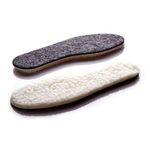 Wool Sheepskin Felt Thick & Fluffy Shoes Insoles Boots Inner Soles (Size UK 6) Grey