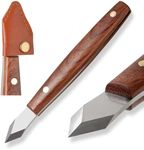 Marking Knife Woodworking Heavy Duty Scribing Gauge Knife Leather Sheath Carbon Steel Double Beveled Blade Striking Knife Wooden Handle Scribe Carving Tool Fathers Day Mens Woodworking Birthday Gift
