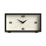 JONES CLOCKS® 'Odeon' desk clock - modern rectangular design in black, stylish retro look for shelf, table, mantel or bedside