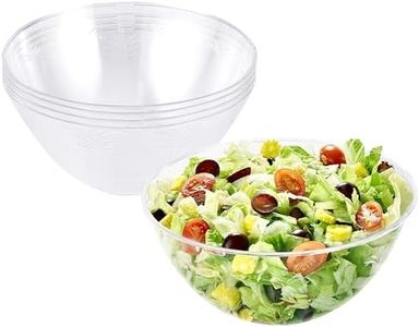 Matana 5 Grandi Ciotole in Plastica Rigida Trasparente, Insalatiere, 3000ml - Resistenti e Riutilizzabili - Insalate, Finger Food, Snack e Patatine - Feste, Picnic, Compleanni, Barbecue
