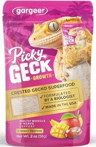 Gargeer 'Picky Geck' Growth - Premium Crested Gecko Food | High-Protein Fruit Formula for Bone & Muscle Support | No Fillers - Only Premium Ingredients | 2oz | Made in USA. Enjoy !