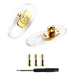 Replacement Screw-in Nose Pads for Gucci Eyeglasses Sunglasses Frames with Screws Screwdriver Set 14mm (Gold)