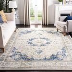 SAFAVIEH Evoke Collection Area Rug - 8' x 10', Ivory & Blue, Shabby Chic Oriental Medallion Design, Non-Shedding & Easy Care, Ideal for High Traffic Areas in Living Room, Bedroom (EVK220C)