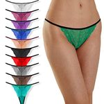 PSEFNAGX Low Rise Lace Thongs for Women Sexy Seamless Woman G String Panties 10 Pcs Set Size Large