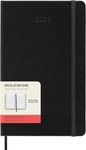 Moleskine Daily Planner, 12-Month Daily Agenda 2025, HardCover and Elastic Closure, Black Color, Large Format 13x21 cm