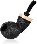 Obetis Handmade Briar Tobacco Pipe - Puffer Fish Tobacco Pipe with Rusticated Finish, Wood Tobacco Pipe Set with Gift Box for Esteemed Collectors