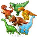 Dinosaur Foil Balloons Set (35-50 in), 6 Pieces Large Dinosaur Mylar Helium Balloons for Kids, Giant Cute Dinosaur Birthday Party Decorations Kit for Boys Jungle Dino Theme Baby Shower Decor Supplies