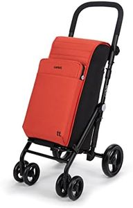 Carlett-Chariot de courses, chariot de supermarché pliable avec 4 roues, résistant à la pluie et une grande capacité de 25 kg, sac principal 50L, sac thermique 10L, et poche à l'arrière-Couleur Orange