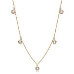 DYUNQ Moissanite Necklace for Women Sterling Silver, Station Tennis Choker Layering Bezel Set Chain, 4.0MM 1.25cttw Lab Created Diamond Dainty Simple Adjustable 16 Inch to 18 Inch