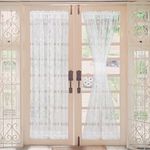 Rose Flower French Door Curtain Lace Voile Patio Sliding Glass Door Treatment Curtains with Bonus Tiebacks, 54" W by 72" L, Set of 2