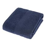 HOMESCAPES Navy Blue Turkish Cotton Bath Towel Super Soft Thick & Absorbent 500 GSM Towel Heavy Weight for everyday Luxury