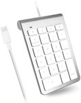 Macally Wired USB C Number Pad Keyboard - Type C Numeric Keypad for Laptop, Apple Mac iMac MacBook Pro/Air, iPad, Windows PC, or Desktop Computer - 10 Key USB Keypad Numpad with 5 Foot Cable