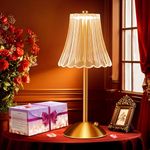 Flower Lamp 【Gifts Package】 Cute Lamp Crystal Lamp,Dimmable Small Table Lamp,3 Colors Touch Lamp Small Lamp for Nightstand Lamp,Rechargeable Table Lamp Cordless Lamp,Vintage Decor,Gifts for Women