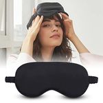 Jenna™ Natural Silk Sleeping Eye Shade Mask Cover for Insomnia, Meditation, Puffy Eyes and Dark Circles Black