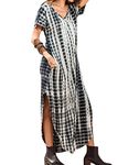 Zilcremo Women Casual Dress Tie Dye/Floral Short Sleeve Summer Loose Maxi Dresses with Pockets Blacktiedye M