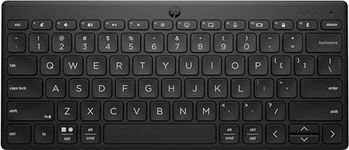 HP 350 Compact Bluetooth Keyboard. Connect up to 3 devices via Bluetooth 5.2, Multi-OS, with SMART shortcuts, dictation and emoji keys, 2 years battery, made from 60% recycled materials, Black