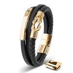 SERASAR Men's Bracelets [Proud] Gold 20cm - Boyfriend Gold Bracelets Magnetic Bracelets for Men Bracelets for Boys Mens Gold Bracelet Mens Cuff Bracelet Personalized Bracelet for Men