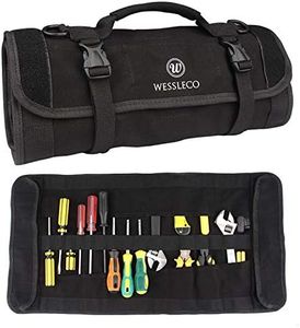 FIREDOG Tool Bag, 24 Pockets, Wrench Roll Organiser, Wheels, Tool Bag, Storage, Black