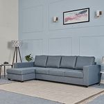 Wakefit Sofa Set For Living Room | 3 Year Warranty | L Shape Sofa, Sofa Set, Wooden Sofa Set For Living Room, 3-Person Sofa + Left Aligned Chaise- Napper (Fabric, Omega Blue)