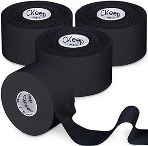 CKeep Athletic Tape, CKeep 4 Packs Black Sports Tape, Sport Tape for Strains and Sprains, Easy to Tear and No Residue, Hypoallergenic and Breathable（45ft Per Roll）