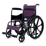 Everactiv Economy Foldable Wheelchair with Heavy-Duty Frame, Strong Crossbar Support, Safety Seat Belt, Wide Padded Seat, Easy Folding Design, 120 kg Capacity | Wheelchair for Old Age Person | Wine Red Colour
