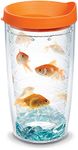 Tervis Goldfish Tumbler with Wrap and Orange Lid 16oz, Clear