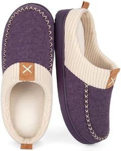 LongBay Womens Slippers Slip on Memory Foam Soft House Shoes with Brushed Jersey Upper Anti-Slip Sole for Indoor Outdoor Purple, US5-6