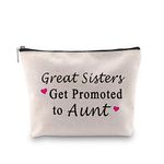 BLUPARK Aunt Gifts Auntie Cosmetic Bag Great Sisters Get Promoted to Aunt Makeup Organizer Pouch for Aunt, Get Promoted to Aunt