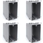 (Pack of 4) Plastic Electrical Box, Grey Outlet Box, Single Gang New Work Junction Box, Captive Nails, 20 cu. Inches, Length 3-5/8'', Width 2-1/8'', Depth 3-1/4''