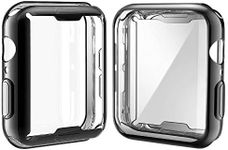 [2-Pack] Julk Case for Apple Watch Series 4 Screen Protector 44mm, 2018 New iWatch Overall Protective Case TPU HD Black Ultra-Thin Cover for Apple Watch Series 4 (1 Black+1 Transparent)