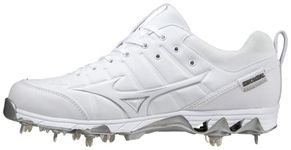 Mizuno Men's Ambition 2 9-Spike Metal Baseball Cleat 8 1/2 (0850), White, 6.5 UK