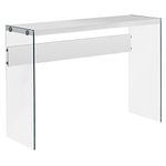 Monarch Specialties I 3288 Accent Table, Console, Entryway, Narrow, Sofa, Living Room, Bedroom, Tempered Glass, Laminate, Glossy White, Clear, Contemporary