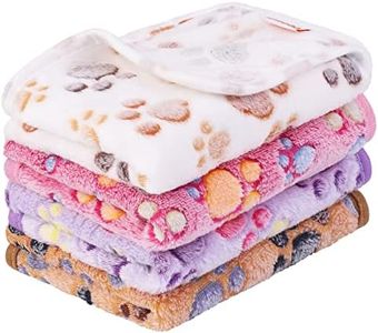 Pedgot 4 Pieces Fluffy Dog Blankets with Paw Print 24 x 16 Inches Soft and Warm Pet Throw Blankets Sleep Bed Mat for Small Dogs and Cats