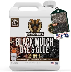 PetraMax Mulch Glue - Rock Glue, Gravel Glue, Gravel Stabilizer and Mulch Glue Binder, Rock Glue for Landscape Maintenance and Landscape Adhesive Max Mulch Glue Spray - (Black Dye, 1G)