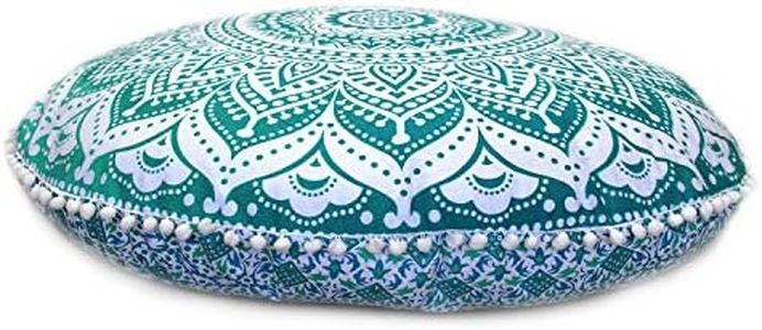 ICC Large Round seat Floor Cushion Chair Ottoman Cover Pouf Pillow Meditation Floor Cushions for Adults Seating pouffe Ottoman Throw Covers Craft Room Furniture for Sitting Cover 32" Inches Green