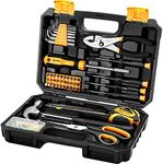 DEKOPRO 50 Piece Tool Set General Household Hand Tool Kit with Plastic Toolbox Storage Case All Purpose Home Tool Kit Includes Essential Tools for Office College Repairs