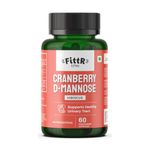 FittR Bites Cranberry Supplement (400mg) D-Mannose 400mg Extract Urinary Tract UTI Health Supplement for Men Women, 60 Capsules, Pack of 1