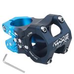 CYSKY 31.8 Bike Stem 50mm MTB Stem CNC Precision Carving Short Handlebar Stem Riser for Most Bicycle, Road Bike, Mountain Bike, BMX, Downhill Bike (Black & Blue Splicing)