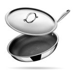 Stahl Artisan Hybrid Triply Frying Pan with Lid, Fry pan Induction Base, Frying pan Non Stick, Omelette Pan Non Stick, Frying pan Stainless Steel, 1.1 L, 20 cm